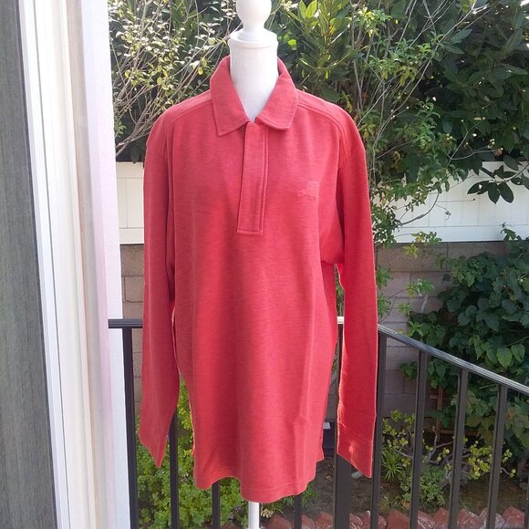 Tommy Bahama Men's Top Pullover Size M Red Short Zipper Embroidered Long Sleeves - Picture 1 of 7